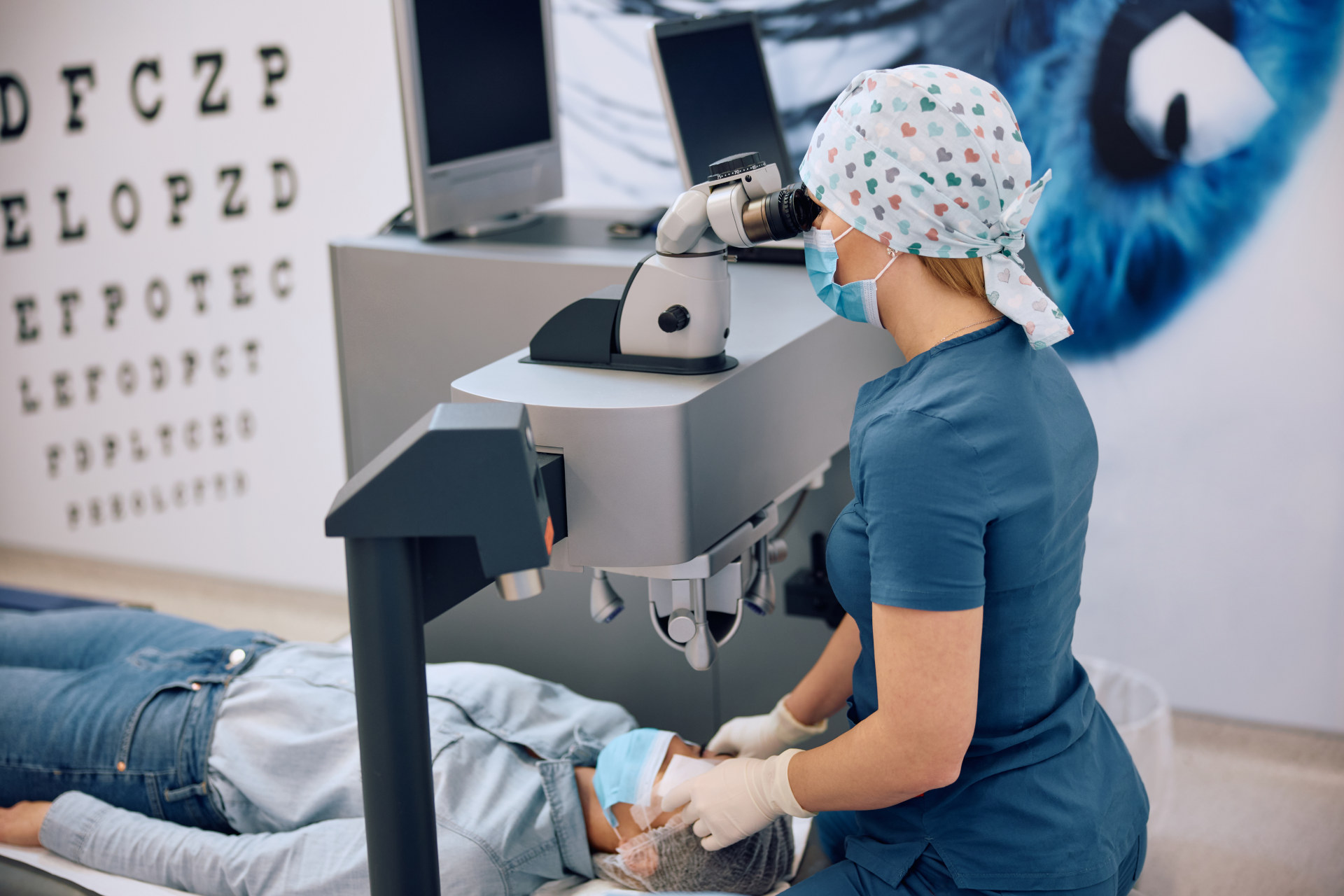 Patient Doing Eye Check for Laser Vision Correction